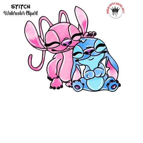 Stitch and Angel Watercolor Clipart, Stitch and Angel Png, Stitch ...