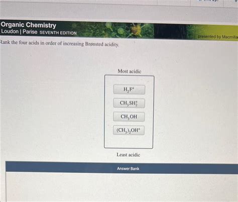 Solved Rank The Four Acids In Order Of Increasing Bronsted Chegg