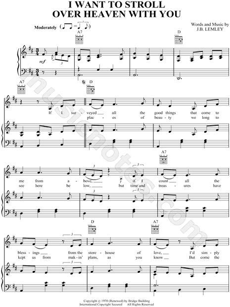 Alan Jackson I Want To Stroll Over Heaven With You Sheet Music In D Major Transposable