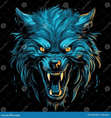 Isolated Closeup Portrait of Evil Wolf with Open Jaws Stock Vector - Illustration of legends ...