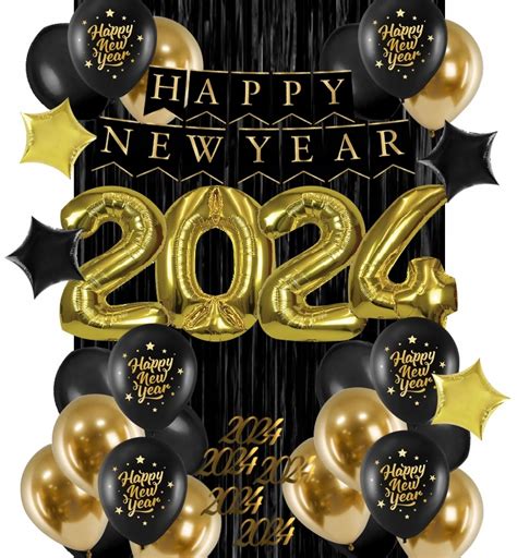 Balony HAPPY NEW YEAR Zestaw Dekoracji NOWY ROK SYLWESTER 14749603752