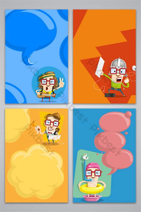 cartoon cute character design background image | Backgrounds PSD Free ...