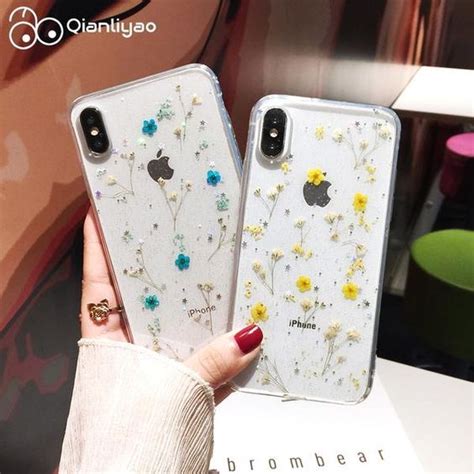 Real Flowers Dried Flowers Transparent Soft TPU Cover For IPhone X 6 6S