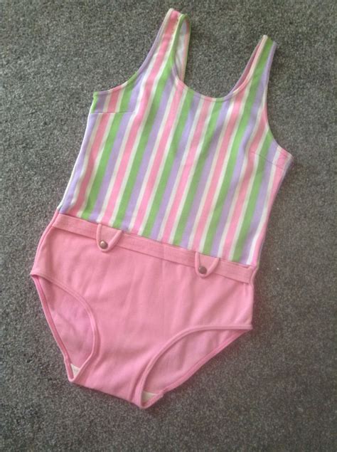 Vintage 70s Swimming Costume Kids Swimwear Swimming Costume Girl