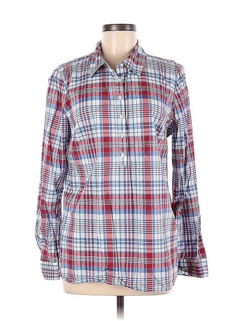 Talbots Outlet 100 Cotton Plaid Red Long Sleeve Button Down Shirt Size