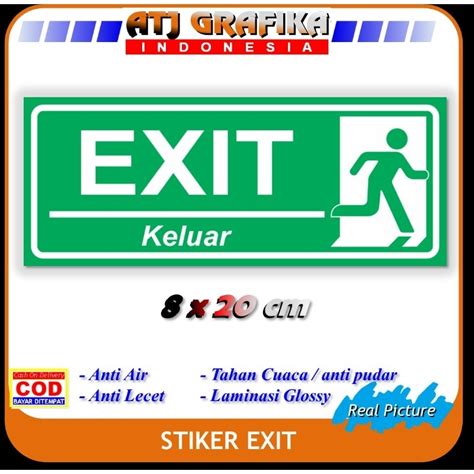 Jual Stiker Petunjuk Arah Keluar Sticker Exit Pintu Kantor Pabrik K