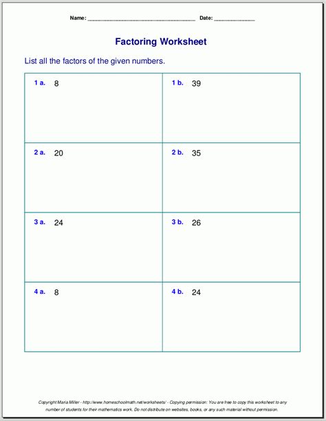 Prime Factorization Worksheet Pdf