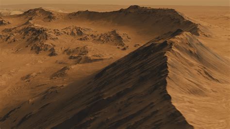 Mountainous Crater Rim On Mars Nasa