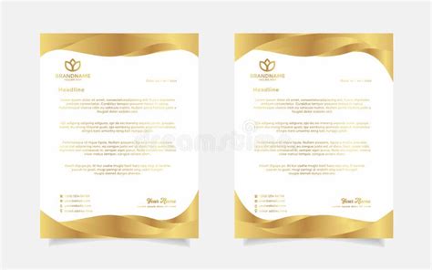 Golden Letterhead Design Template For Stationary For Business