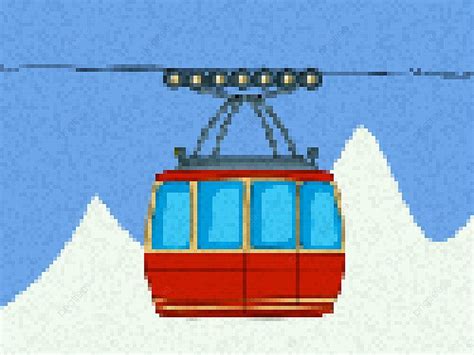 Pixel Art Cable Car Lift Electricity Environmental Vector Lift