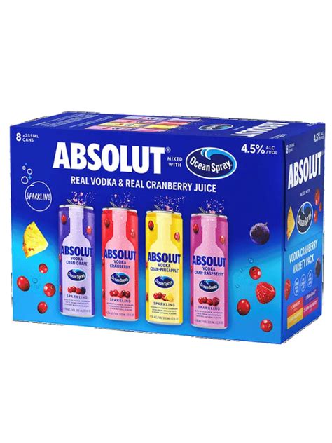 Absolut Ocean Spray Cranberry Variety Pk Oz Cn Luekens Wine Spirits