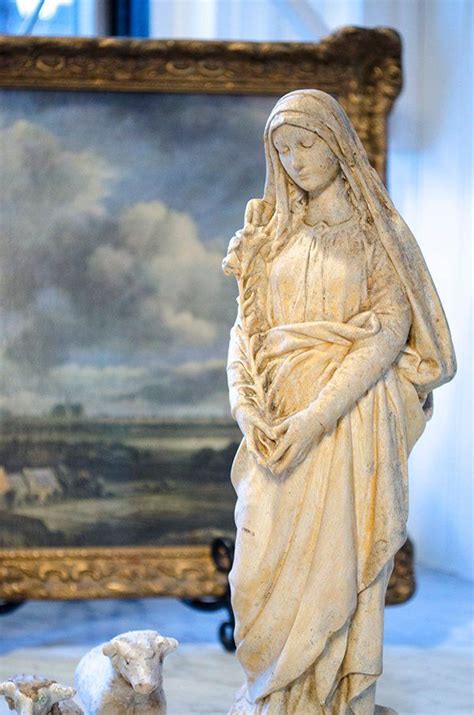 Antique French Our Lady Statue Virgin Mary Lilies Blessed Etsy