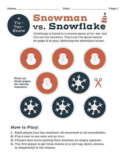 Printables Tic Tac Toe Snowman Vs Snowflake Hp® Official Site