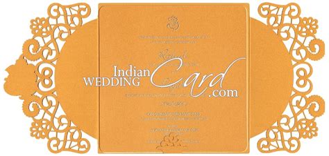 Yellow Color Door Open Style Laser Cut Theme Hindu Wedding Invitation