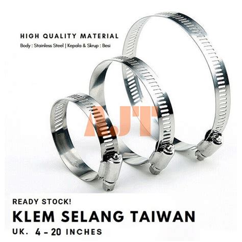 Jual Klem Selang Hose Clamp Stainless 4 5 6 8 10 12 Inch Flexible 4