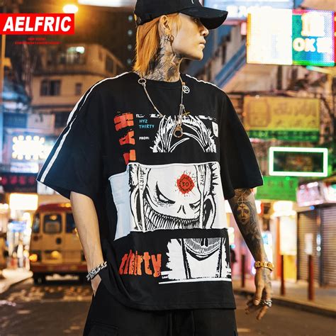 Aelfric Japanese Style Letter Printed Streetwear T Shirts Mens 2019