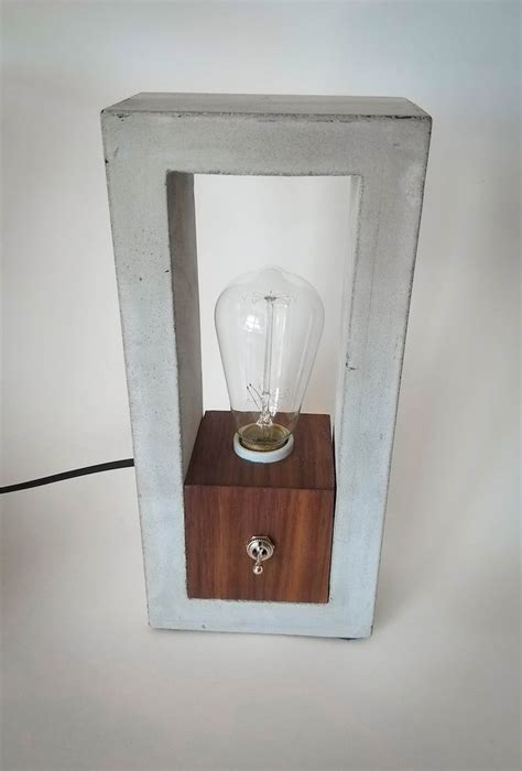 Concrete And Wood Table Lamp Etsy Table Lamp Wood Concrete Wood Wood Lamps