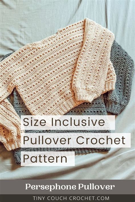 Two Textured Crochet Sweater Patterns Are Laid Out Flat One Beige And