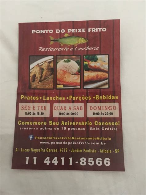 Menu Em Ponto Do Peixe Frito Restaurante Atibaia