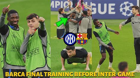 Barcelona Last Training Before Inter Milan Game Lewandowski Pedri