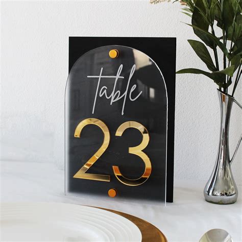 Black Gold Table Number Luxury Wedding Acrylic Wedding Decor Laser