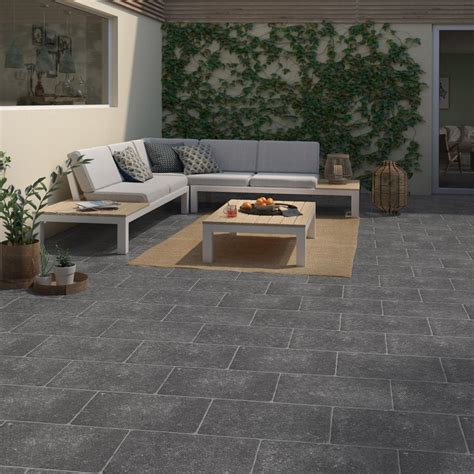 Carrelage Sol Ext Rieur Forte Effet Pierre Bleue Noir Monast Re L X