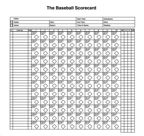 Baseball Scoresheet Template Printable Word Searches