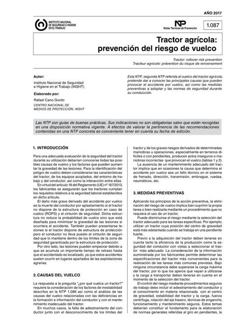 PDF NTP 1 087 Tractor agrícola prevención del riesgo de PDF