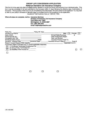 Fillable Online Instructions For Reliance Standard Life Insurance