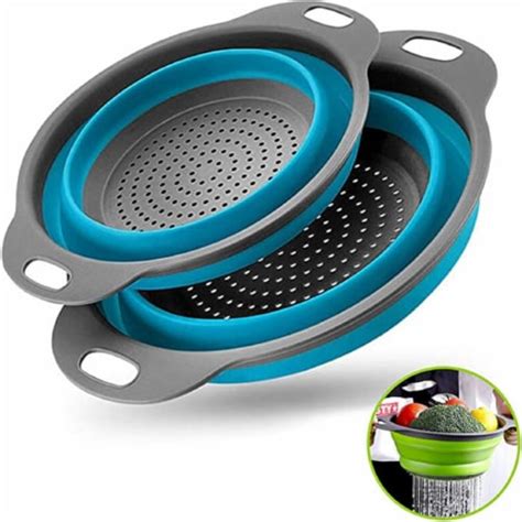 Kitchen Foldable Silicone Strainer Colanders Collapsible Colanders