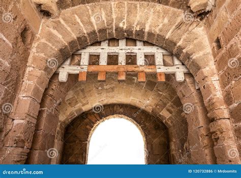 Isolated Fortress Archway With Portcullis Stock Photo Image Of