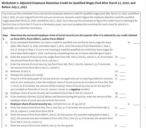 How To Fill Out 941 X For Employee Retention Credit Worksheets Library