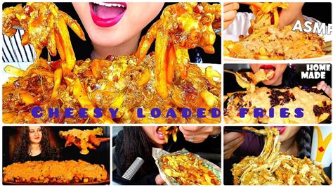 Asmr Eating Loaded Cheesy Fries Mukbang Compilation Compilation