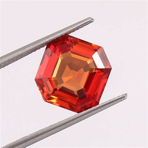 Aaa Nat Rlich Makellos Ceylon Orange Saphir Lose Asscher Cut Edelstein