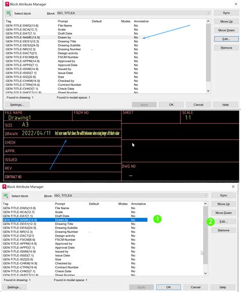 Larghezza Attributo Durante La Modifica Del Cartiglio In Autocad Mechanical