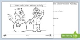 Festive Three Key Word Colouring Worksheet Worksheet