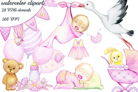 Stork Baby Shower Clipart. Nursery Art. Graphic by lia.lait1111g ...