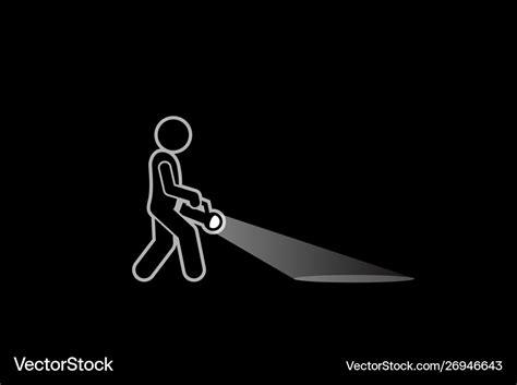 Man Holding A Flashlight Looking And Searching Vector Image