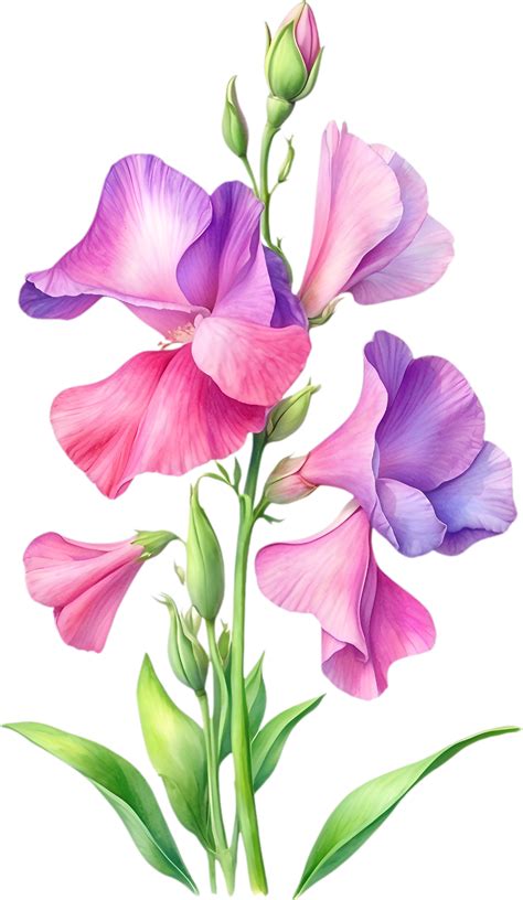 Ai Generated Watercolor Painting Of Sweet Pea Flower Ai Generated