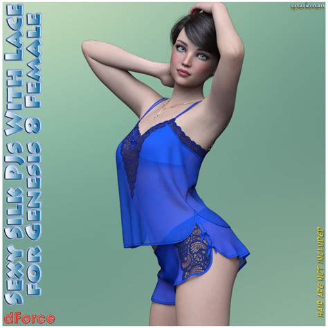 Dforce Sexy Silk Pjs With Lace For Genesis Female Daz Content By