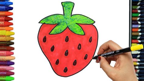 Cómo Dibujar y Colorear fresa Dibujos Para Niños YouTube