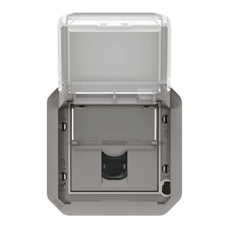 RJ 45 Socket Plexo Category 6 UTP IP55 With Closed Shutter IK07 Grey