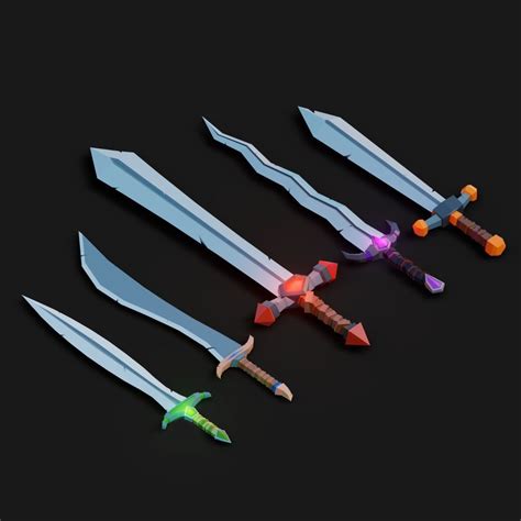 3d Model Lowpoly Swords Set Sword Vr Ar Low Poly Cgtrader