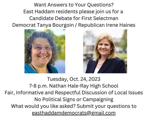 First Selectman Debate — East Haddam Democrats