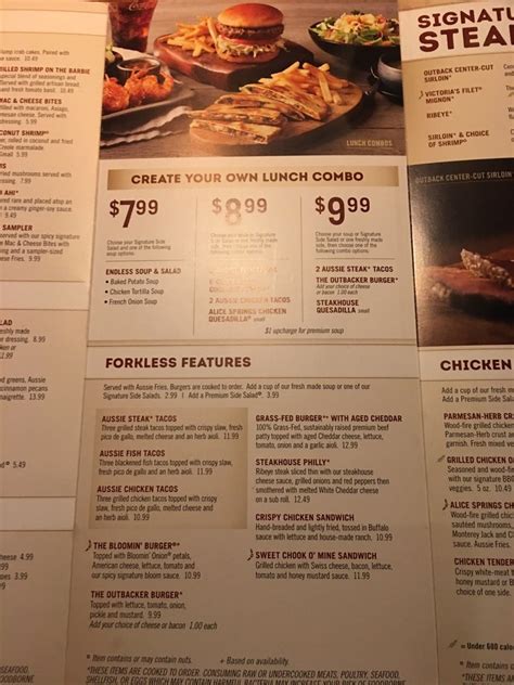 Outback Steakhouse Lunch Menu