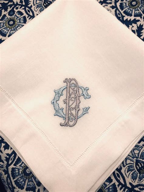 Custom Embroidered Monogrammed Linen Dinner Napkins Set Of Etsy