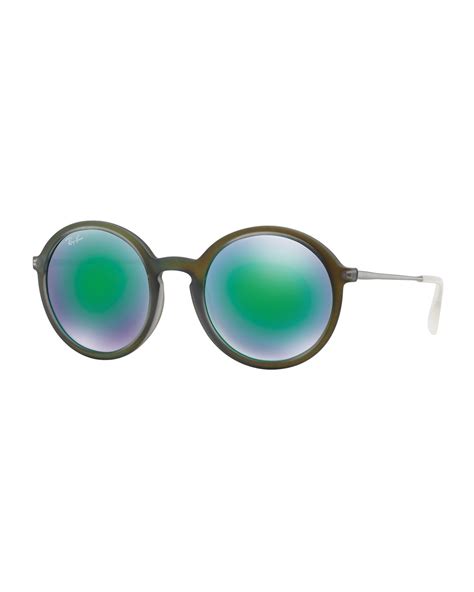 Ray Ban Round Iridescent Sunglasses In Green Lyst