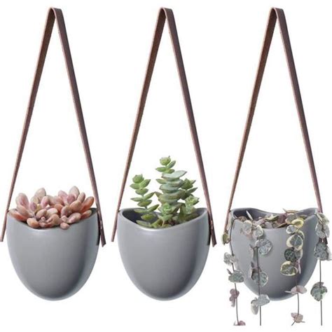 Lot de 3 pots de fleurs suspendus Décoration murale pour balcon et