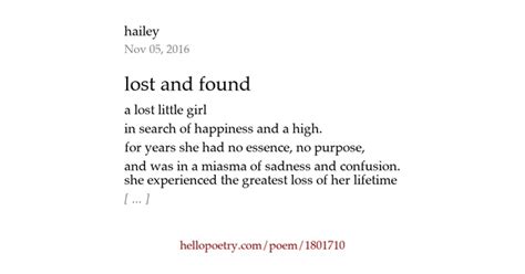 Lost And Found By Hailey Hello Poetry