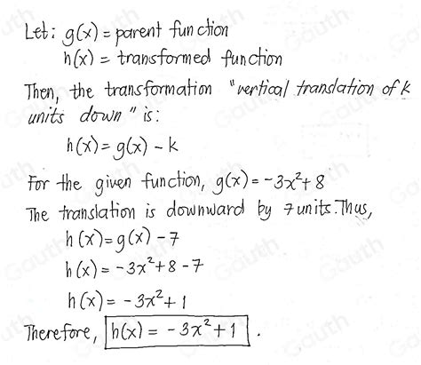 Solved The Function G Is Defined As Follows G X 3x 2 8 If The Graph